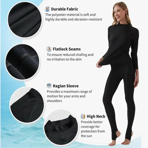 Women's Black Long Sleeve Rash Guard NWT - Picture 3 of 5